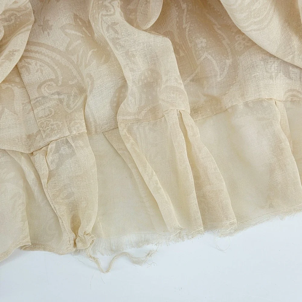 Vintage 1970s Gunne Sax Jessica Cream Crochet Maxi Prairie Sheer Dress Sz 5 - Picture 10 of 16